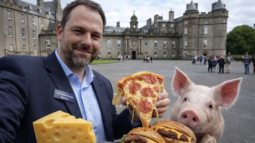 Manager At the Best Western In Portobello “cheesing” 🐷🍕🧀 at Holyrood Palace